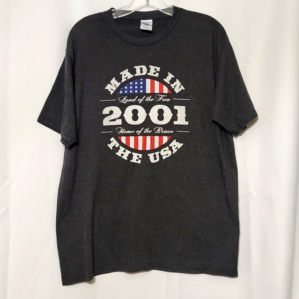 Port & Company Men's Dark Heather Gray Patriotic Short Sleeve T-Shirt Size Large - Picture 2 of 6